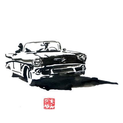 Peinture old car par Péchane | Tableau Figuratif Aquarelle, Encre Scènes de vie