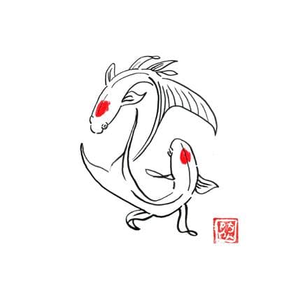 Peinture feng shui par Péchane | Tableau Figuratif Aquarelle, Encre Animaux