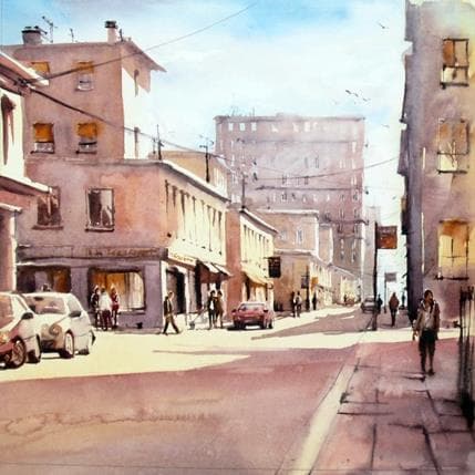 Peinture Dimanche dans la ville par Abbatucci Violaine | Tableau Figuratif Aquarelle Paysages