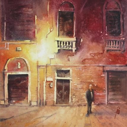 Painting Rouge vénitien by Abbatucci Violaine | Painting Figurative Watercolor Landscapes