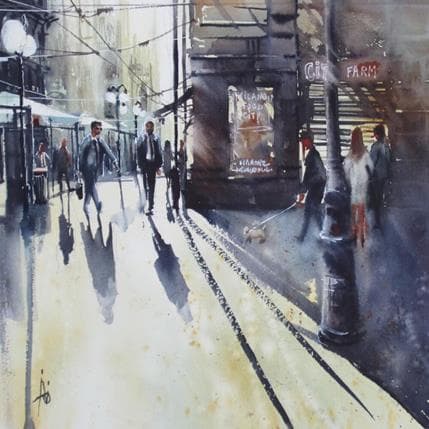 Peinture Milano city par Abbatucci Violaine | Tableau Figuratif Aquarelle Paysages