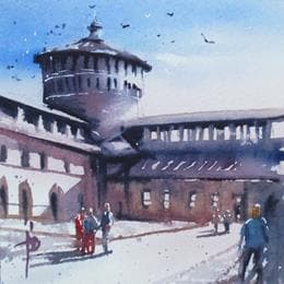 Pintura Castello por Abbatucci Violaine | Pintura Figurative Watercolor Landscapes