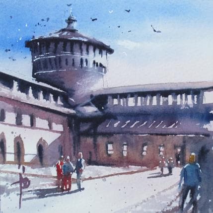 Peinture Castello par Abbatucci Violaine | Tableau Figuratif Aquarelle Paysages