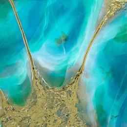 Peinture Île émeraude par Baroni Victor | Tableau Abstrait Acrylique Minimaliste