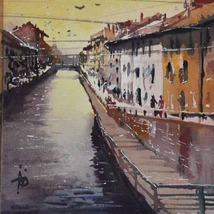 Peinture Ils revenaient souvent par Naviglio par Abbatucci Violaine | Tableau Figuratif Aquarelle Paysages