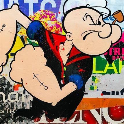 Peinture POPEYE IS ANGRY par Mestres Sergi | Tableau Pop-art Acrylique, Carton, Graffiti Icones Pop