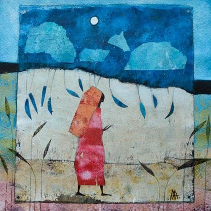 Peinture Andando en la noche par Arias Parera Almudena | Tableau Figuratif Acrylique Scènes de vie