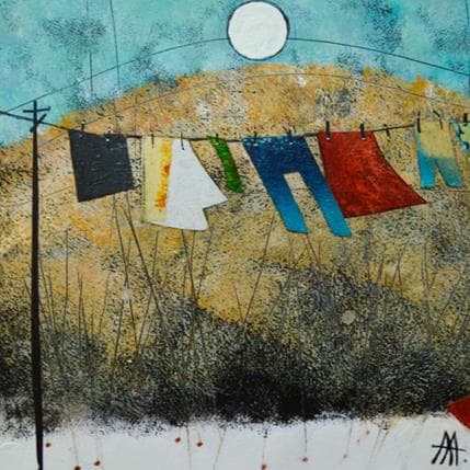 Peinture Bano de luna par Arias Parera Almudena | Tableau Figuratif Acrylique Scènes de vie