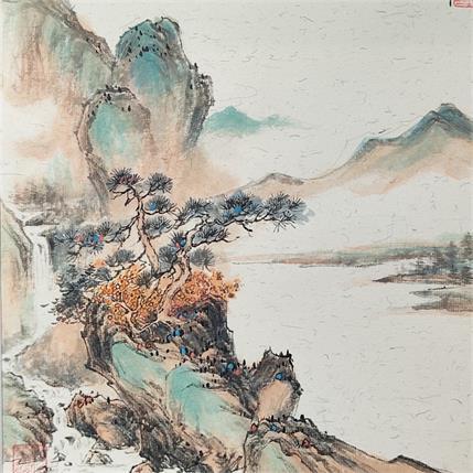 Painting Lake side by Yu Huan Huan | Painting Figurative Ink Landscapes