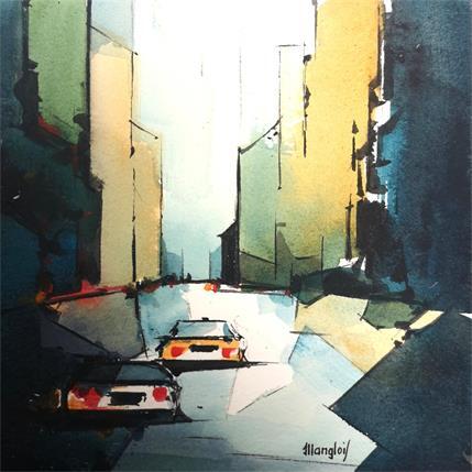 Peinture NEW-YORK 2 par Langlois Jean-Luc | Tableau Figuratif Aquarelle Urbain