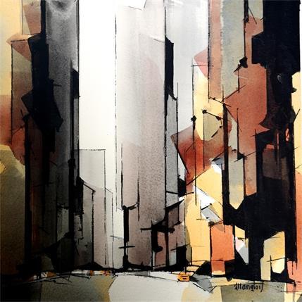 Peinture NEW-YORK 3 par Langlois Jean-Luc | Tableau Figuratif Aquarelle Urbain