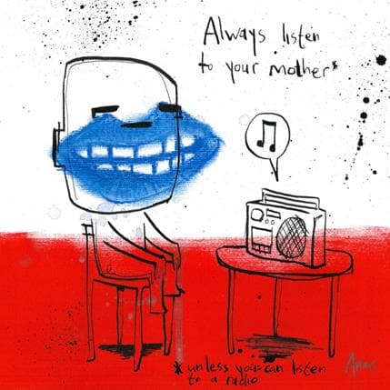 Peinture Radio par Arens Jan hein | Tableau Art Singulier Acrylique scènes de vie