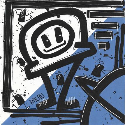 Peinture Giant in the sky par Ralau | Tableau Pop-art Acrylique Noir & blanc, Paysages, Portraits