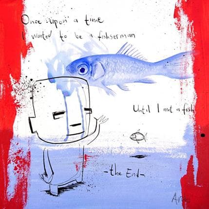 Peinture About fisherman par Arens Jan hein | Tableau Art Singulier Acrylique scènes de vie