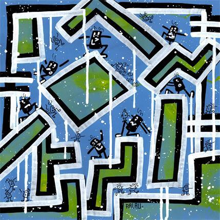 Peinture Level 21  par Ralau | Tableau Pop-art Acrylique Paysages, Scènes de vie