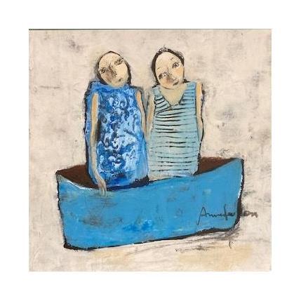 Peinture Barque bleue par Guillon Anne | Tableau Figuratif Scènes de vie