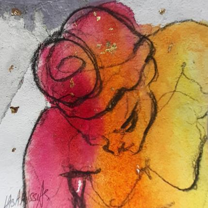 Peinture Portrait en rose 8 par Labarussias | Tableau Figuratif Collage Nu, Portraits