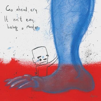 Peinture Go ahead, cry par Arens Jan hein | Tableau Art Singulier Acrylique scènes de vie