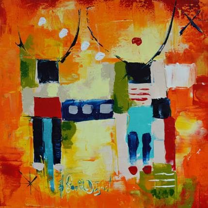 Peinture Barcelone mon amour par Bastide d´Izard Armelle | Tableau Abstrait Acrylique Paysages