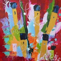 Gemälde Feu d'artifice von Bastide d´Izard Armelle | Gemälde Abstrakt Öl Landschaften