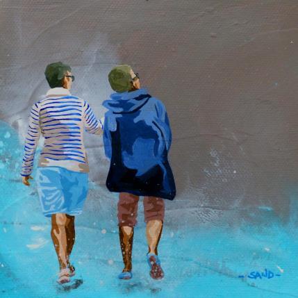 Peinture Duo d'observateurs par Sand | Tableau Figuratif Acrylique Marine, Scènes de vie