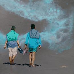 Pintura Le turquoise dans l'air por Sand | Pintura Figurative Acrylic Life style, Marine, Pop icons