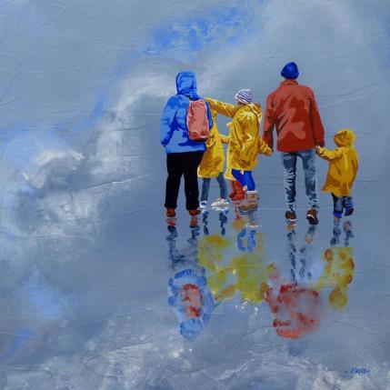 Peinture La team pluie et compagnie par Sand | Tableau Figuratif Acrylique Marine, Scènes de vie