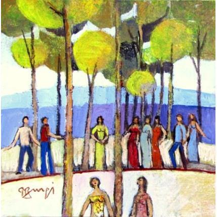 Peinture AN80 Sortie dans le parc par Burgi Roger | Tableau Figuratif Scènes de vie
