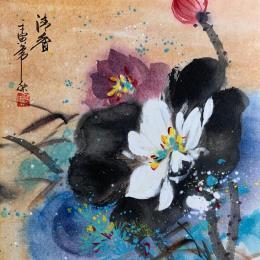 Peinture A breath of fresh perfume par Yu Huan Huan | Tableau Figuratif Aquarelle, Encre Natures mortes, Urbain