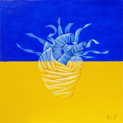 Peinture Heart par Ann R | Tableau Figuratif Bois, Huile Minimaliste