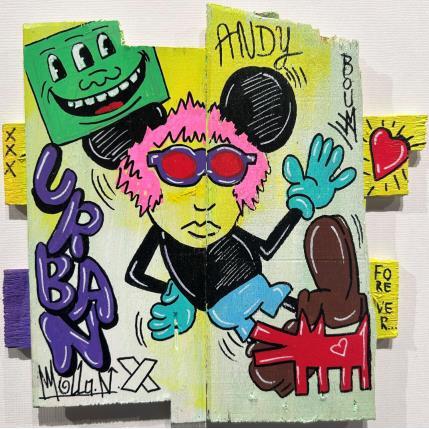 Peinture Andy Hommage par Molla Nathalie  | Tableau Pop-art Bois Icones Pop