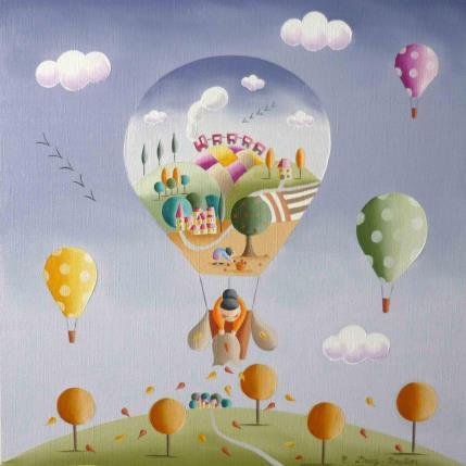 Peinture Madame Automne par Davy Bouttier Elisabeth | Tableau Art naïf Huile Paysages