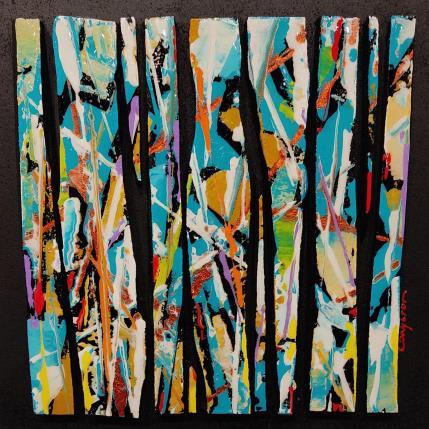 Peinture bc11 flore sur cuivre par Langeron Luc | Tableau Abstrait Acrylique, Bois, Résine Minimaliste