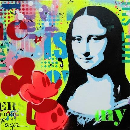 Peinture MICKEY LOVES MONA LISA par Euger Philippe | Tableau Pop-art Acrylique, Carton, Collage, Graffiti Icones Pop