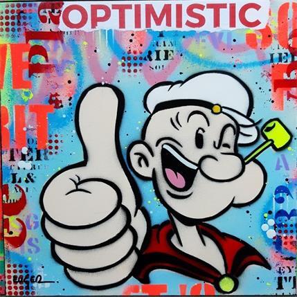 Peinture OPTIMISTIC par Euger Philippe | Tableau Pop-art Acrylique, Carton, Collage, Graffiti Icones Pop
