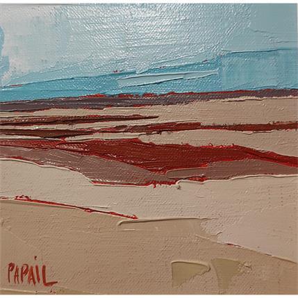 Peinture Sable et algues à découvert par PAPAIL | Tableau Figuratif Huile Paysages