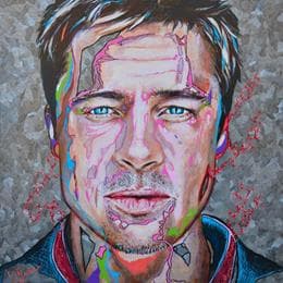Pintura Brad Pitt por Medeya Lemdiya | Pintura Pop-art Acrylic Pop icons