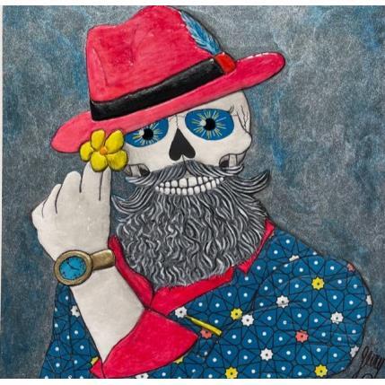 Painting Hipster by Geiry | Painting Subject matter Wood Portrait