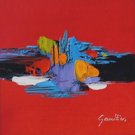 Peinture Rouge Passion par Gaultier Dominique | Tableau Abstrait Huile Minimaliste