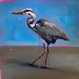 Painting HERON DES MALDIVES by Morales Géraldine | Painting Figurative Acrylic, Oil Animals