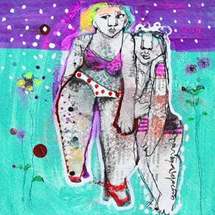 Peinture Let's swim par Boix Bernardini Empar | Tableau Art Singulier Acrylique Scènes de vie