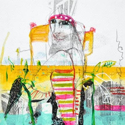 Peinture A cau d'orella par Boix Bernardini Empar | Tableau Art Singulier Acrylique Scènes de vie