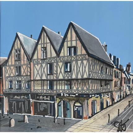 Peinture Colombages rue de la Liberté. Dijon par Touras Sophie-Kim  | Tableau Figuratif Paysages, Urbain