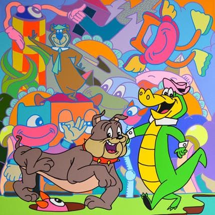 Peinture Hector ,Wally Gator and Yogi bear par Hank China | Tableau Pop-art Acrylique Icones Pop