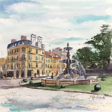 Peinture Troyes 134 Fontaine Argence par Hoffmann Elisabeth | Tableau Figuratif Aquarelle Urbain