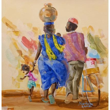 Peinture La famille 2 par Lama Niankoye | Tableau Figuratif Acrylique Scènes de vie