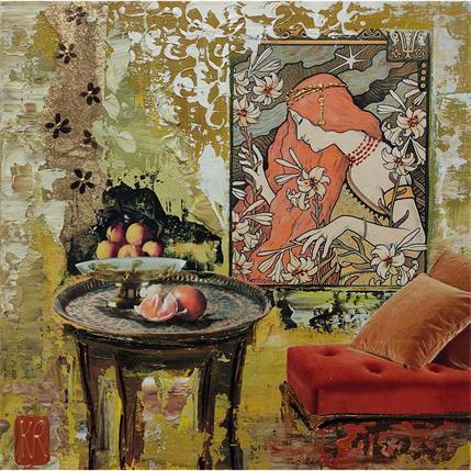 Painting Un souffle d'été by Romanelli Karine | Painting Figurative Gluing Life style, Portrait