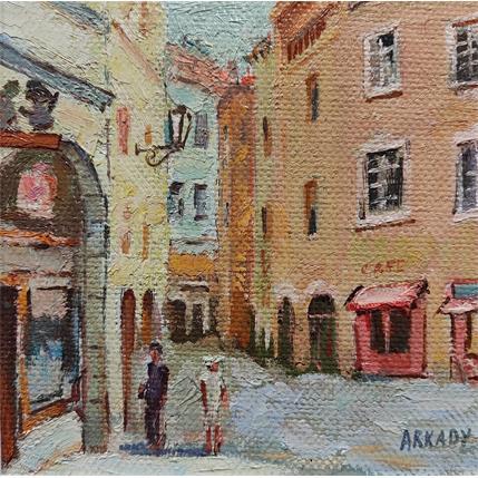Peinture Rue Lyonnaise par Arkady | Tableau Figuratif Huile Urbain