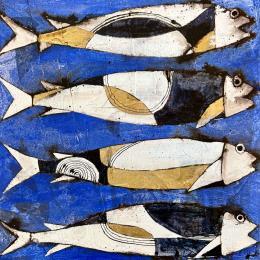 Peinture Maquereaux par Colombo Cécile | Tableau Figuratif Acrylique, Pastel animaux