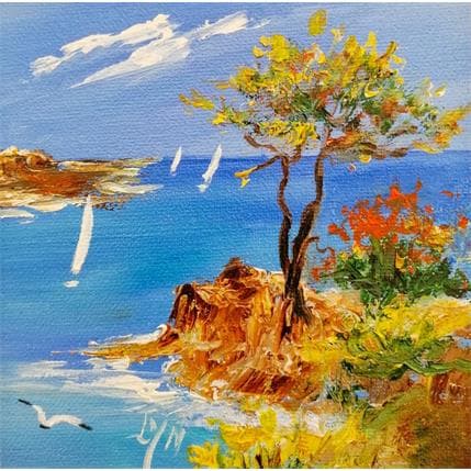 Peinture trois voiles par Lyn | Tableau Figuratif Huile Paysages